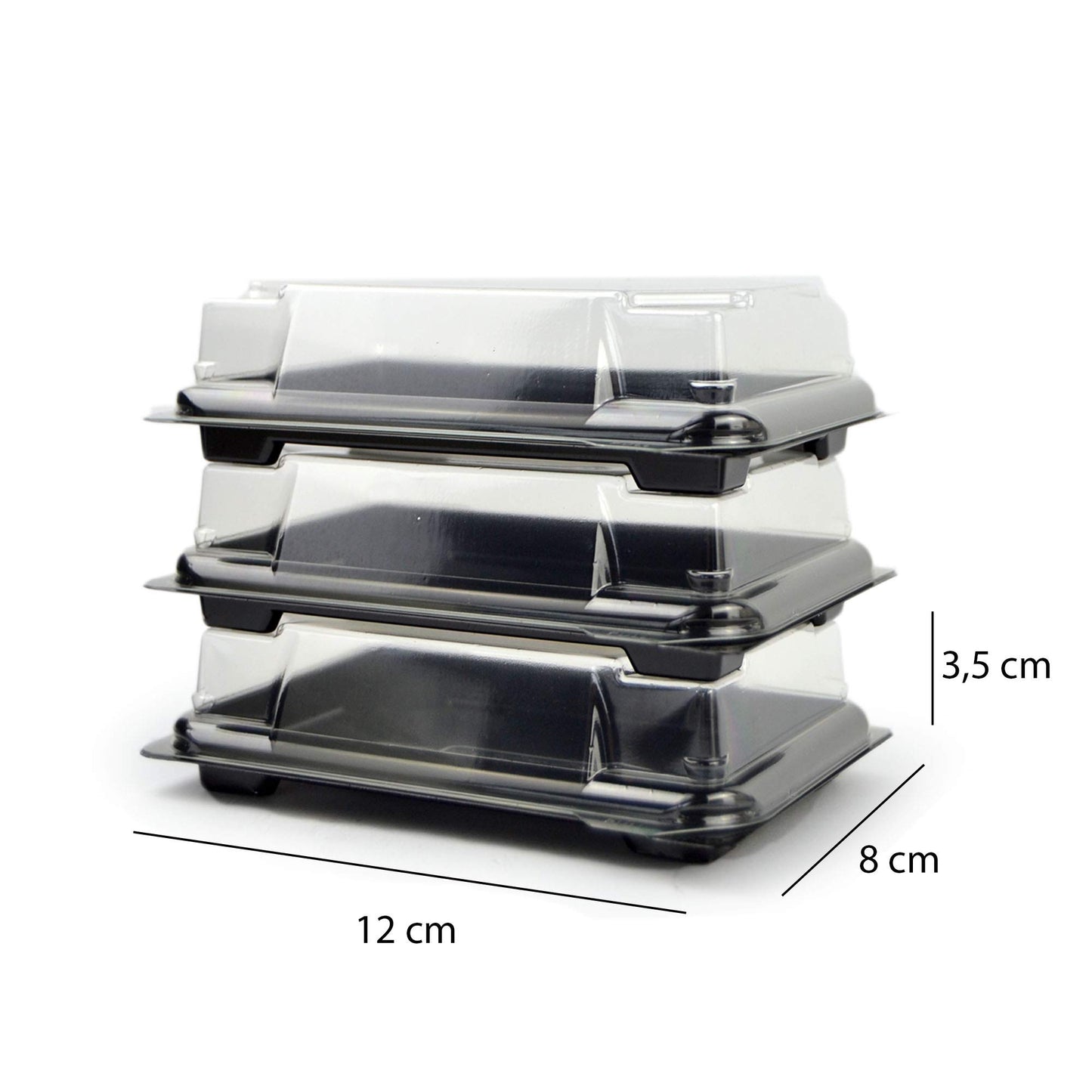 Plateau noir de 25 pièces pour sushi, sashimi, poisson idéal pour emporter d'environ 3/6 portions + couvercle