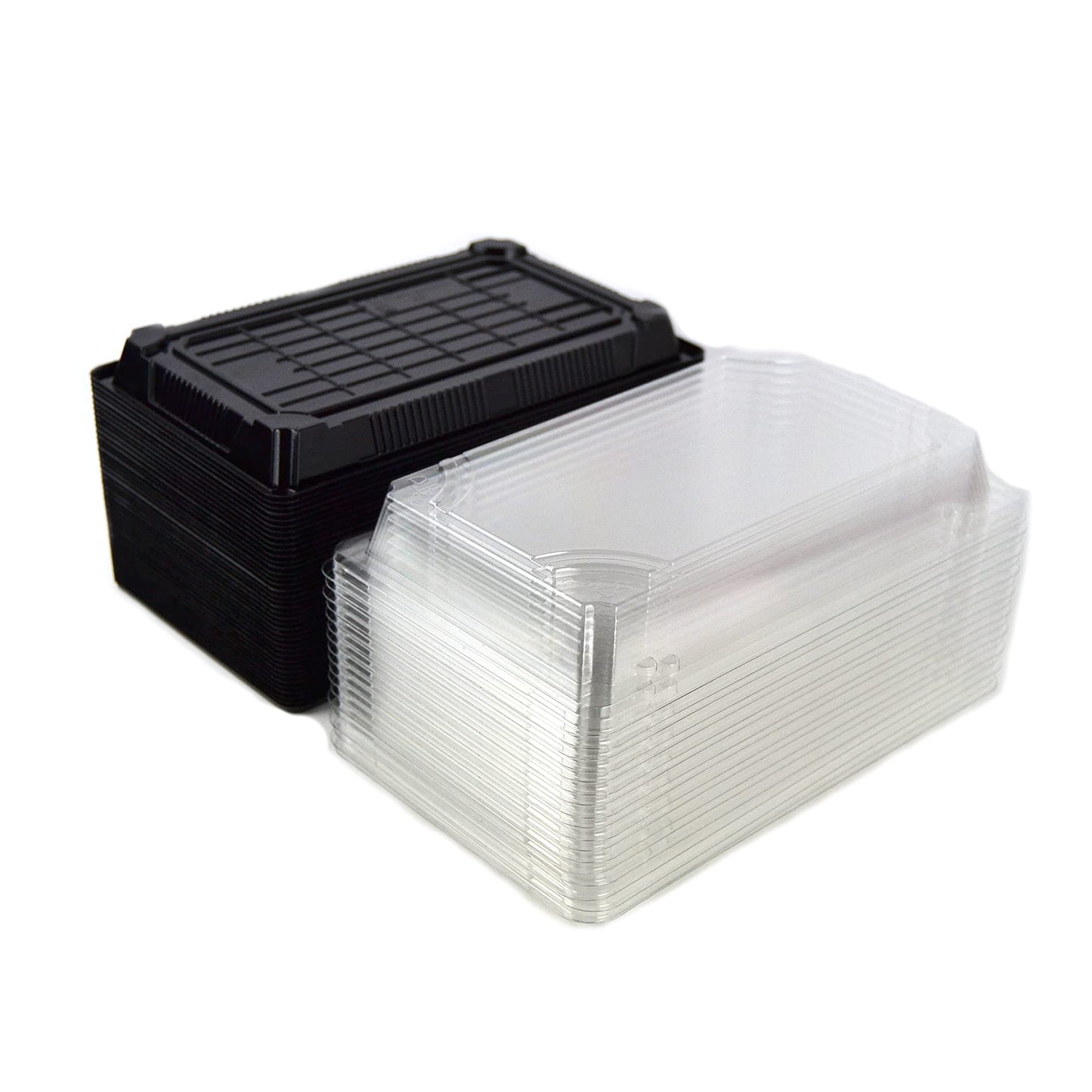 Plateau noir de 50 pièces pour sushi, sashimi, poisson idéal pour emporter d'environ 16/18 portions + couvercle