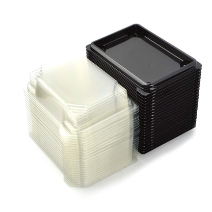 Plateau noir de 25 pièces pour sushi, sashimi, poisson idéal pour emporter d'environ 3/6 portions + couvercle