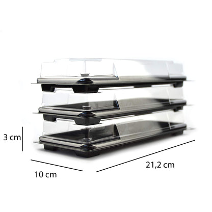 Plateau noir de 25 pièces pour sushi, sashimi, poisson idéal pour emporter d'environ 8/10 portions + couvercle