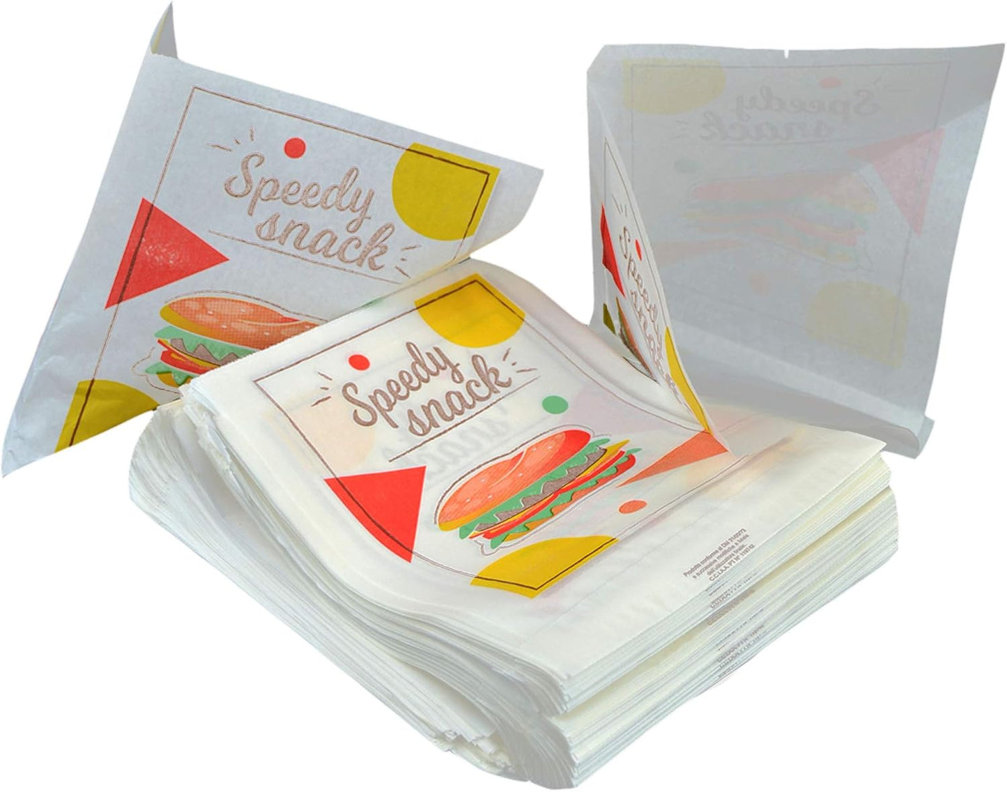 200 hojas de papel vegetal abiertas por un lado para comida para llevar como hamburguesas, porciones de pizza, focaccia, sándwiches