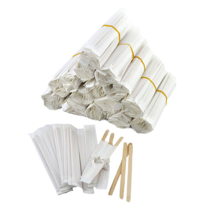 Palitos de madera envueltos individualmente para café americano y capuchino.