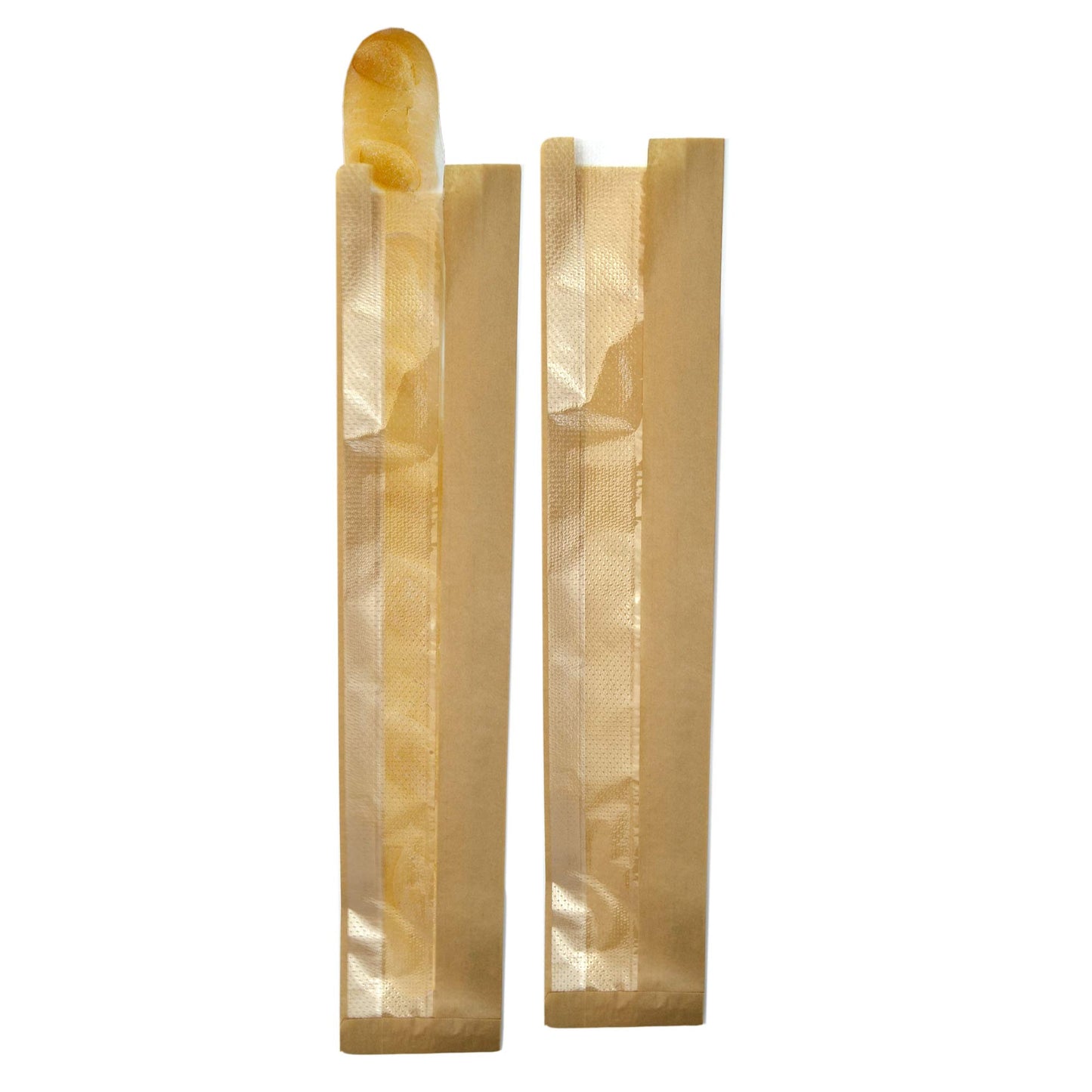 50 sacs avec fenêtre marron neutre pour baguettes, pain, petits pains et miches