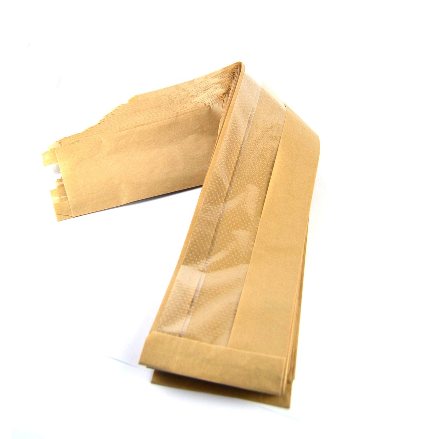 50 sacs avec fenêtre marron neutre pour baguettes, pain, petits pains et miches