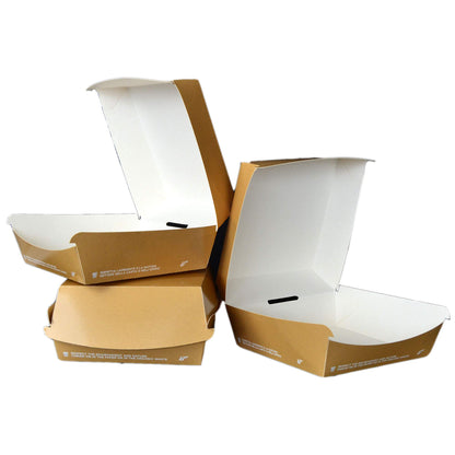 Pz 50 Box in carta kraft marrone per asporto di alimenti come hamburger, burger, patatine, panini