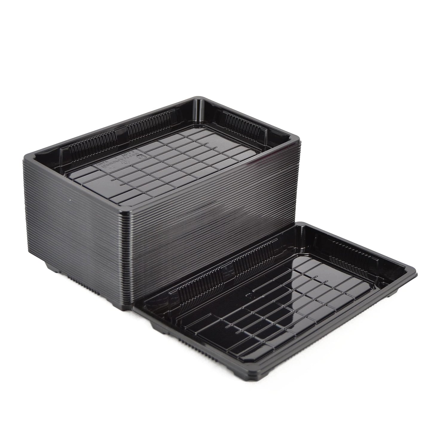 Plateau noir de 50 pièces pour sushi, sashimi, poisson idéal pour emporter d'environ 16/18 portions + couvercle