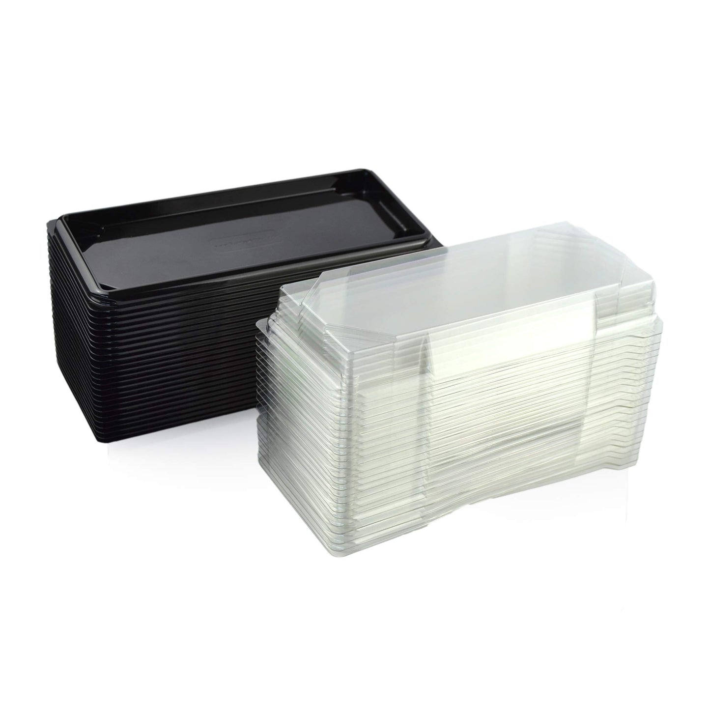 Plateau noir de 25 pièces pour sushi, sashimi, poisson idéal pour emporter d'environ 8/10 portions + couvercle