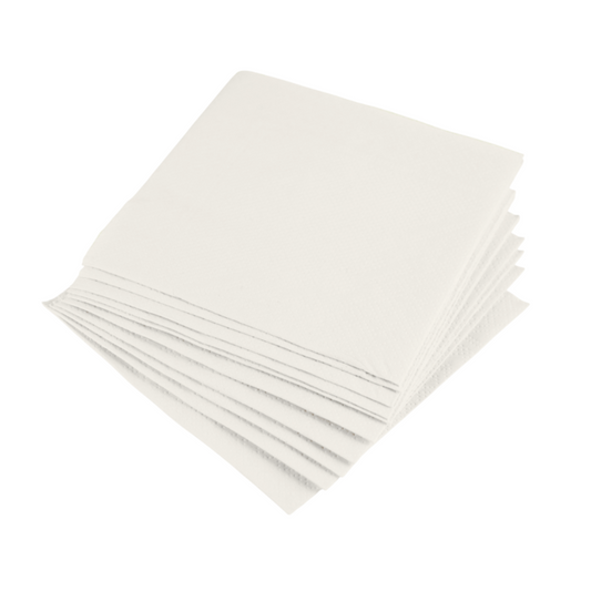 Pz 100 tovaglioli 25x25 in pura cellulosa bianchi 2 veli per ristoranti, cocktail bar, aperitivi e feste