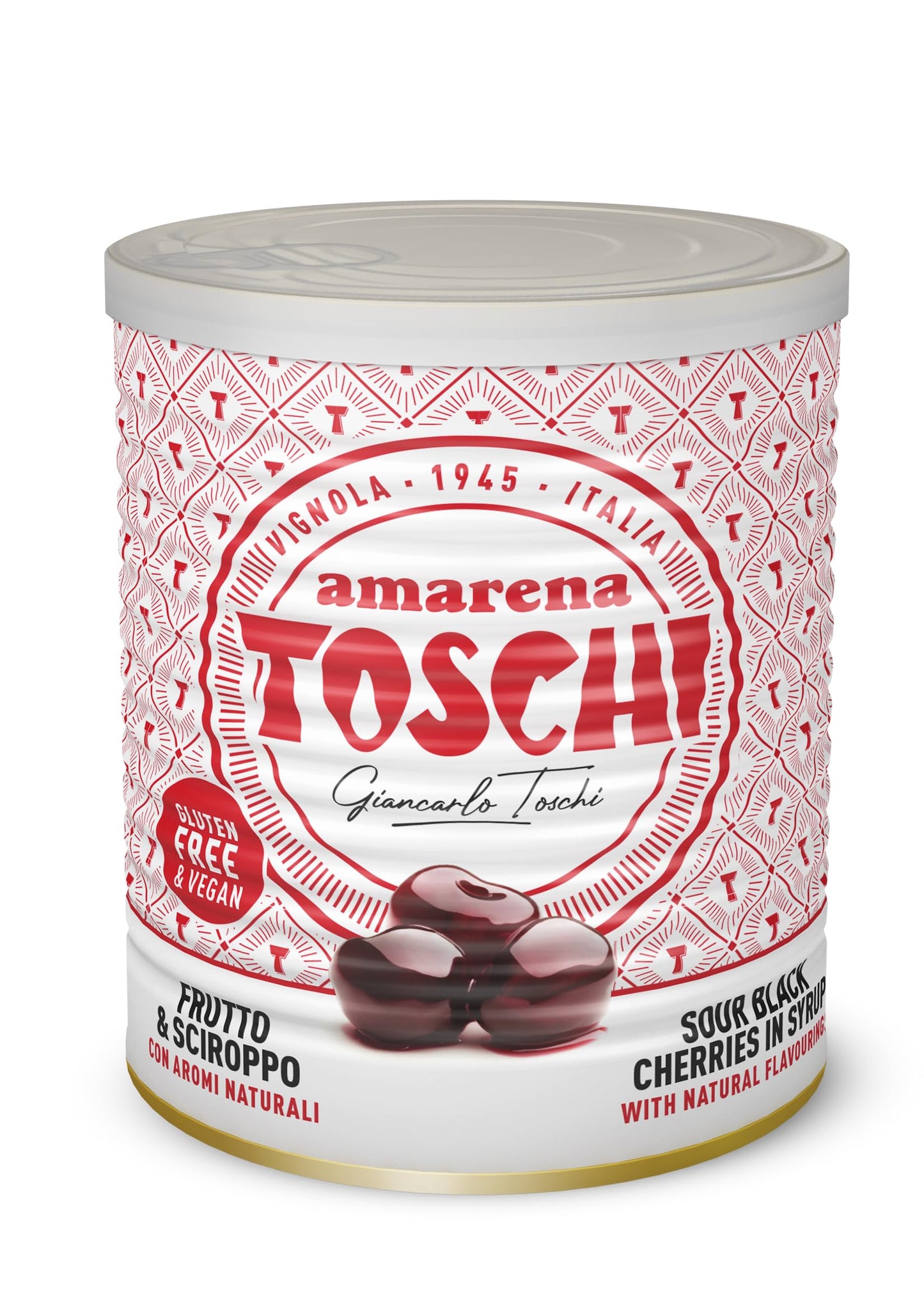 Amarena Toschi 1kg candite allo sciroppo (50%frutta e 50%sciroppo) per decorazione gelati e dolci