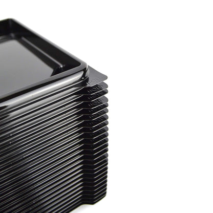 Plateau noir de 25 pièces pour sushi, sashimi, poisson idéal pour emporter d'environ 3/6 portions + couvercle