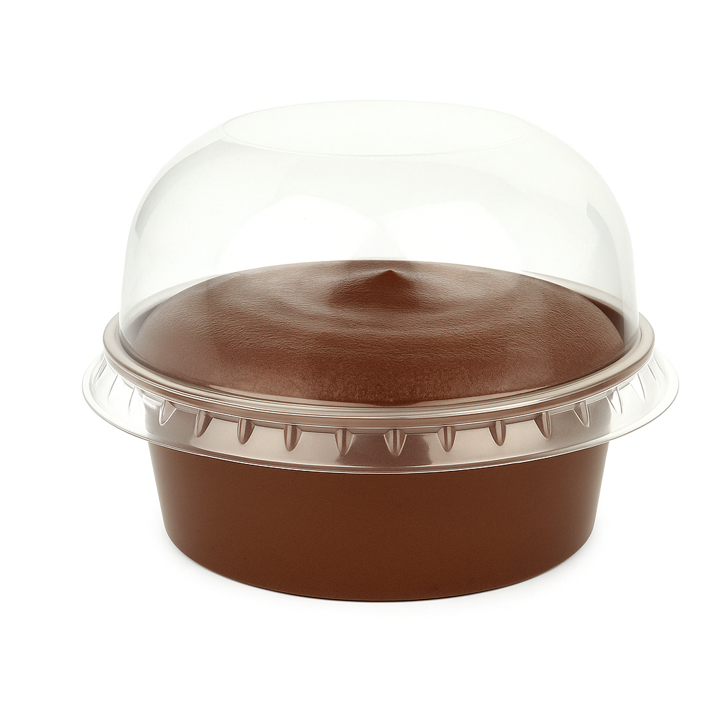 50 pièces TARTUFO cup 120 cc marron + couvercle dôme pour desserts et mousses