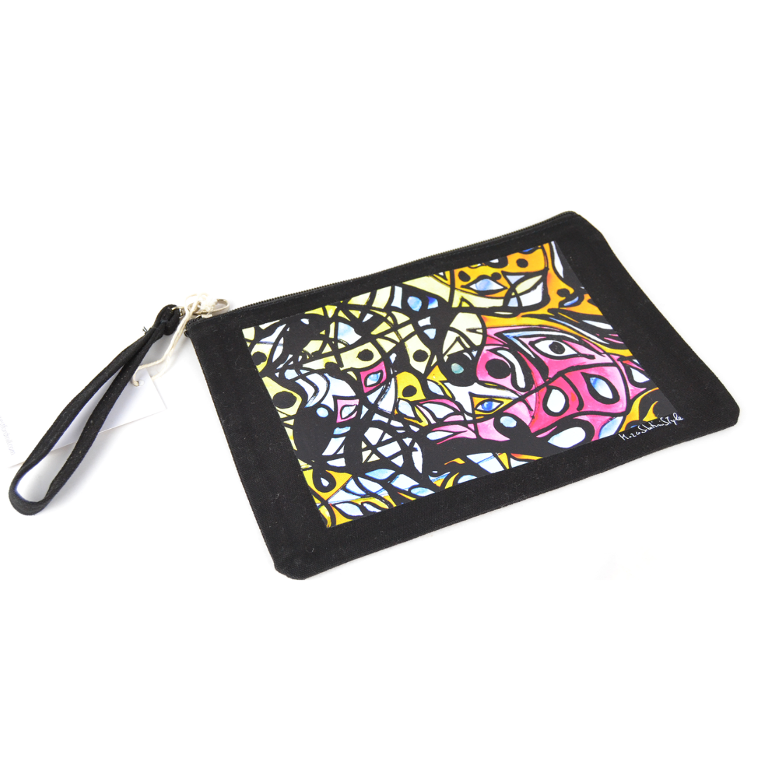 Bolso de mano de tela Pz 1, neceser, bolso de mano, estampado artístico abstracto colorido, CELLUPOCHETTE