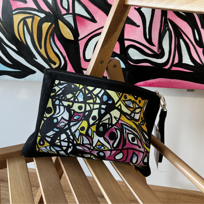 Bolso de mano de tela Pz 1, neceser, bolso de mano, estampado artístico abstracto colorido, CELLUPOCHETTE