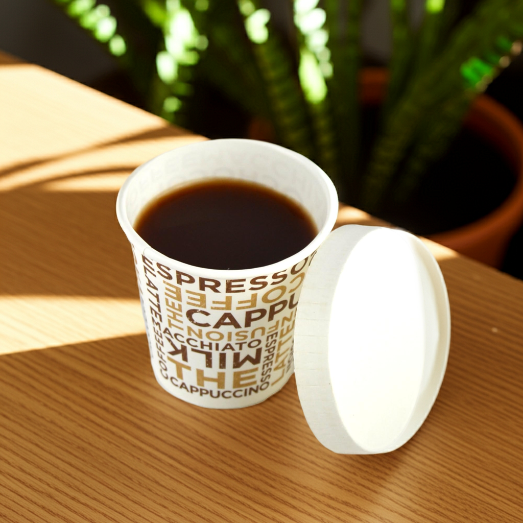 100 gobelets en papier blanc avec inscription café 3 oz idéal pour le café + couvercle blanc