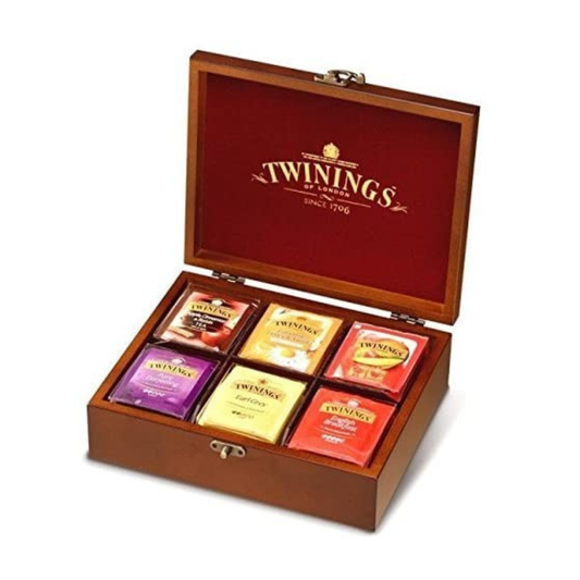 Pz 240 bustine selezione di thè, camomille e infusi con scatola in legno da 6 scomparti