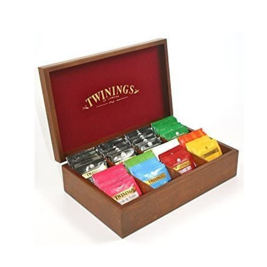 Pz 240 bustine selezione di thè, camomille e infusi scatola legno 8 scomparti