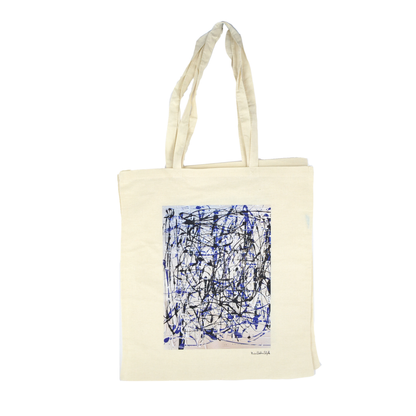 Bolso de tela shopper con asas estampado artístico abstracto colorido
