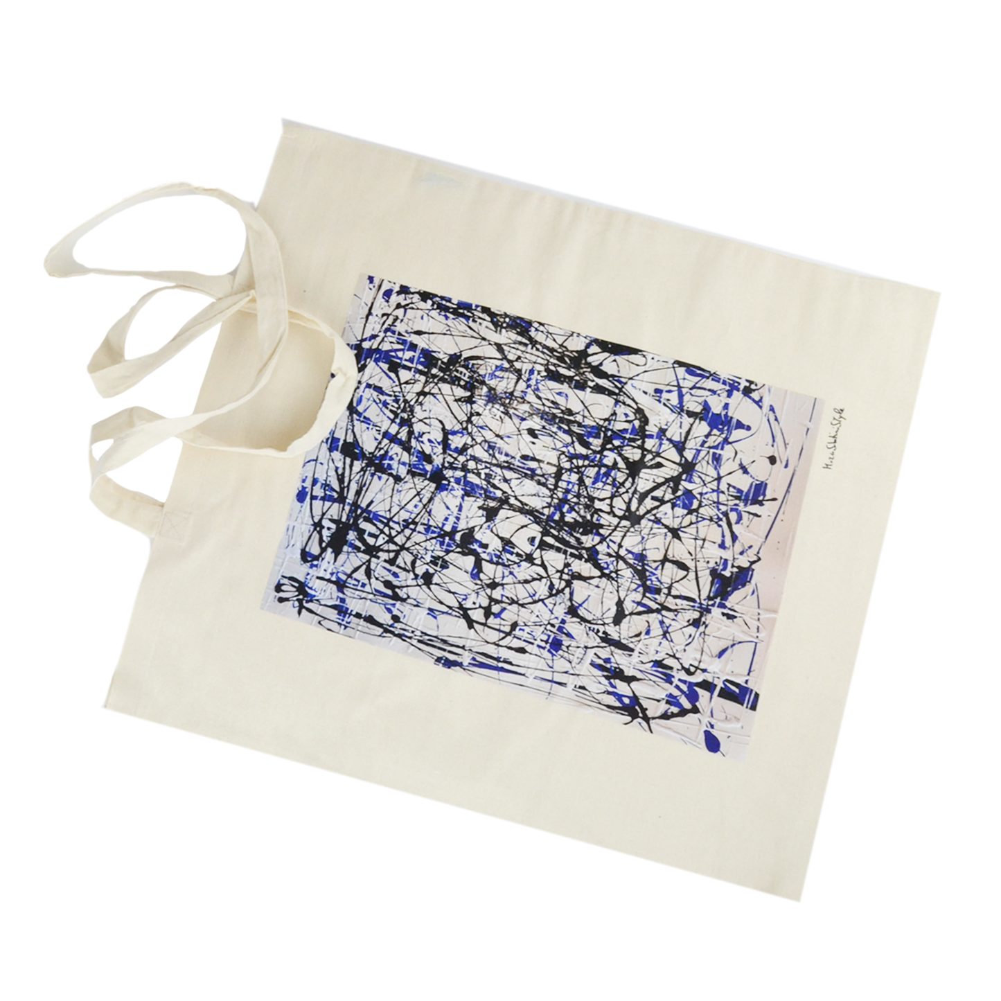 Bolso de tela shopper con asas estampado artístico abstracto colorido