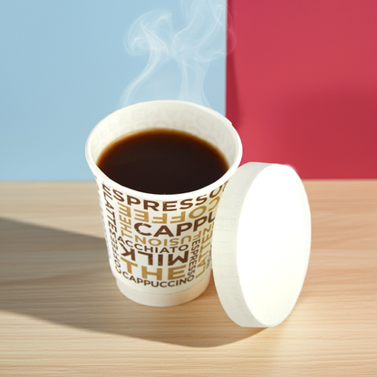 100 gobelets en papier blanc avec inscription café 3 oz idéal pour le café + couvercle blanc