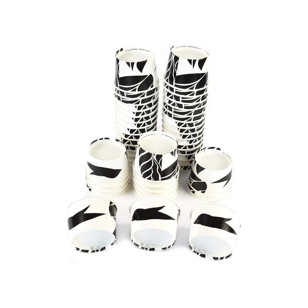 pz 126 coppette cc120 per gelato in carta fantasia bianco e nero per gelateria CELLUCUP