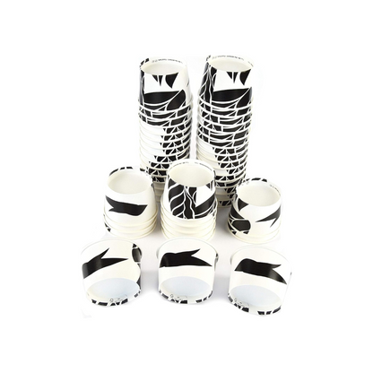 pz 126 coppette cc120 per gelato in carta fantasia bianco e nero per gelateria CELLUCUP