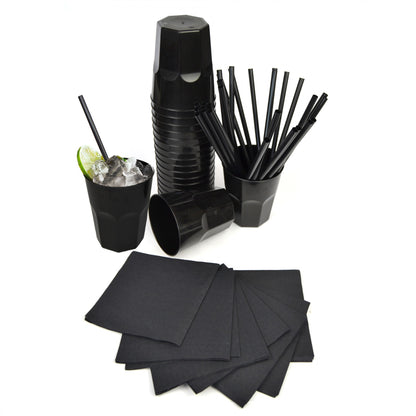 COMBO BAR 100 verres rigides 270cc + 100 serviettes 25x25 + 100 pailles 21cm