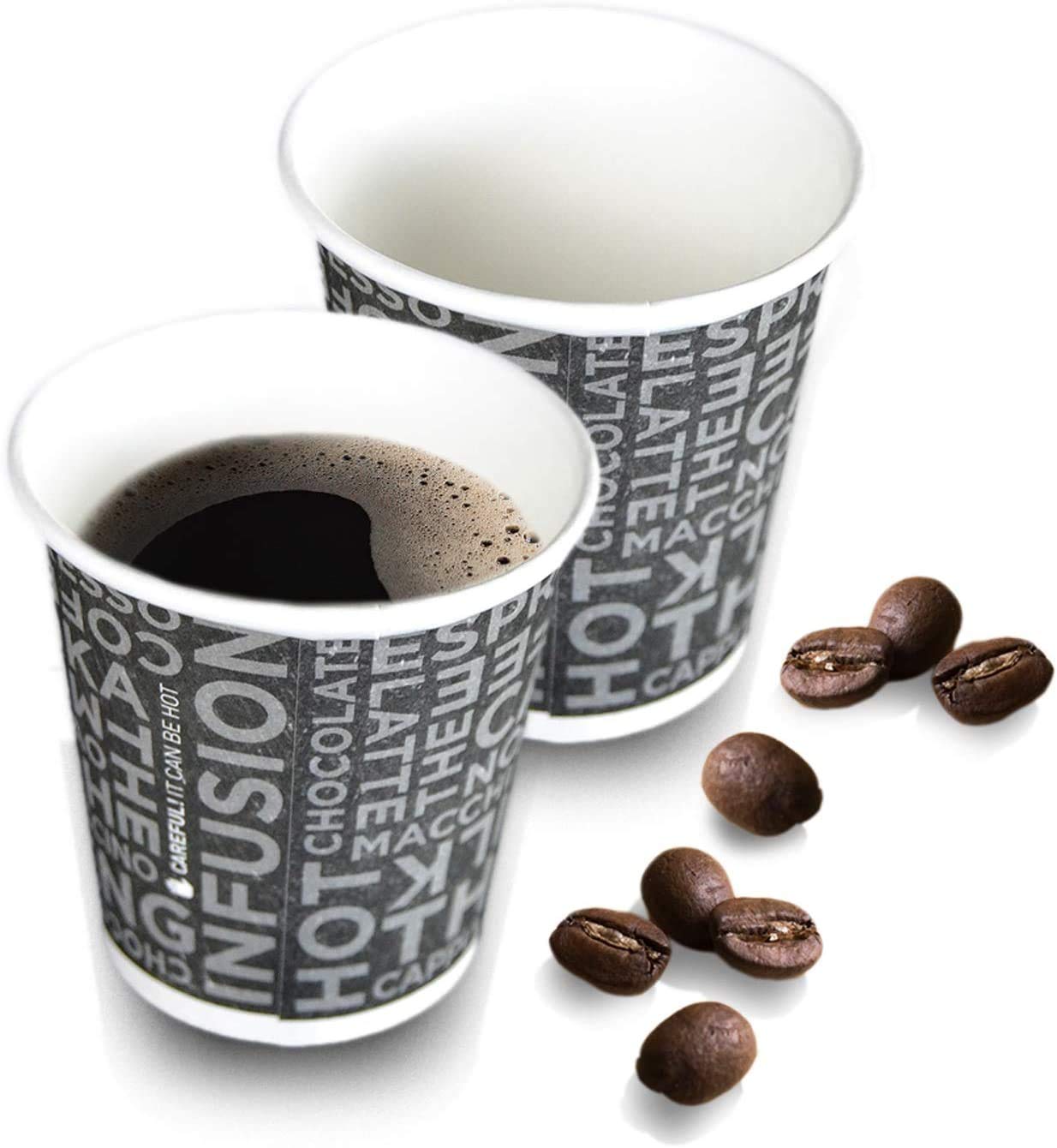 100 vasos de papel negros con escritura para café de 3 oz ideales para café