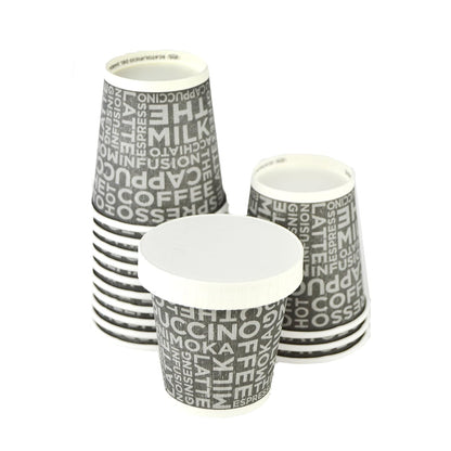 100 vasos de papel negros con escritura para café de 3 oz ideales para café