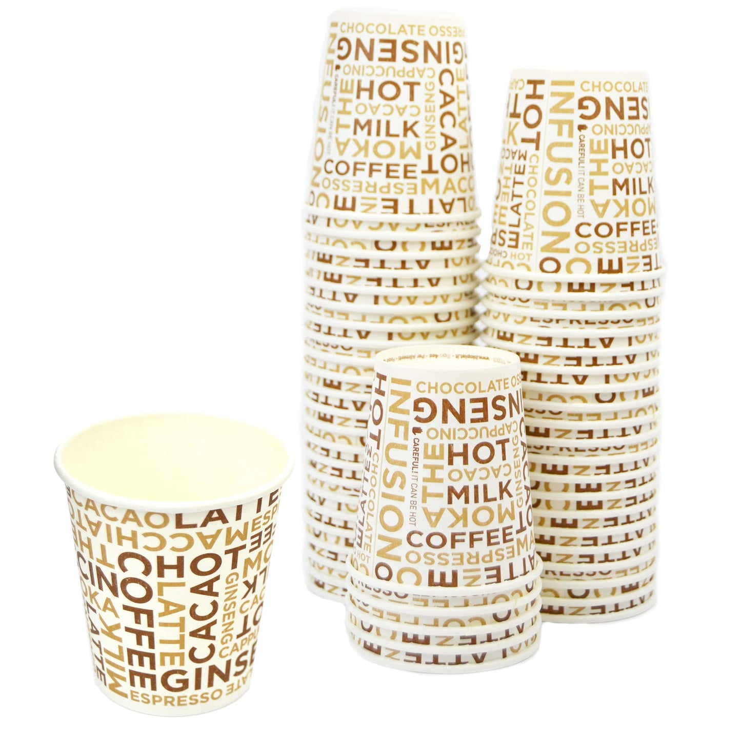 100 gobelets en papier blanc avec inscription café 3 oz idéal pour le café + couvercle blanc
