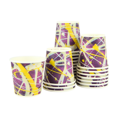 pz 100 vaso de papel colorido de diseño abstracto para café 4oz