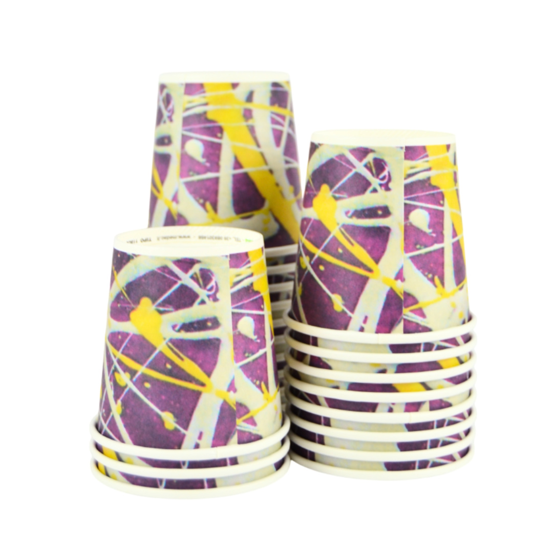 pz 100 vaso de papel colorido de diseño abstracto para café 4oz