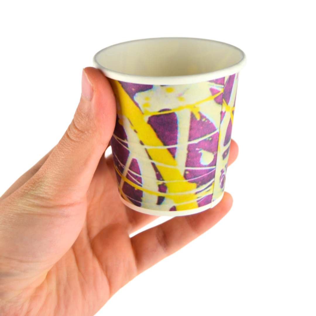 pz 100 vaso de papel colorido de diseño abstracto para café 4oz