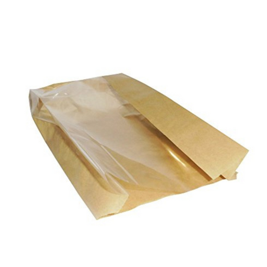 Pz 100 sacchetti con finestra in carta antigrasso avana neutra per pasticcerie, bar, fast food