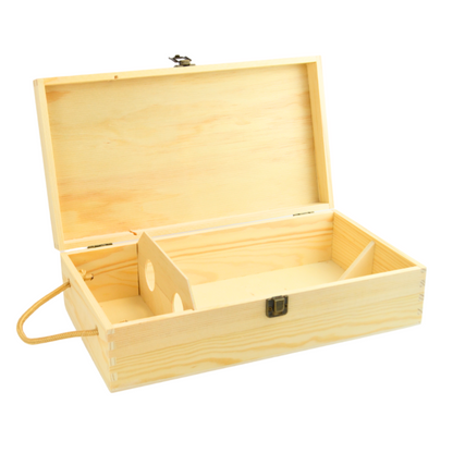 1 scatola porta vino in legno (x 2 bottiglie) cassetta porta bottigliemanico corda
