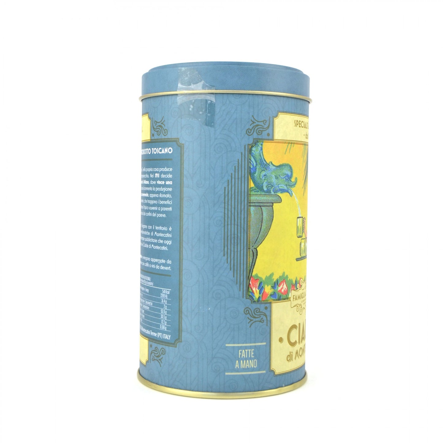 gr 120 di cialde di montecatini in barattolo di latta, prodotto dolciario