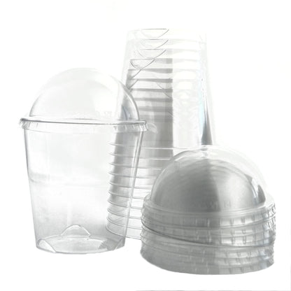 50 verres de 400 cc pour milkshakes, glaces et salades de fruits + couvercle dôme avec trou pour paille
