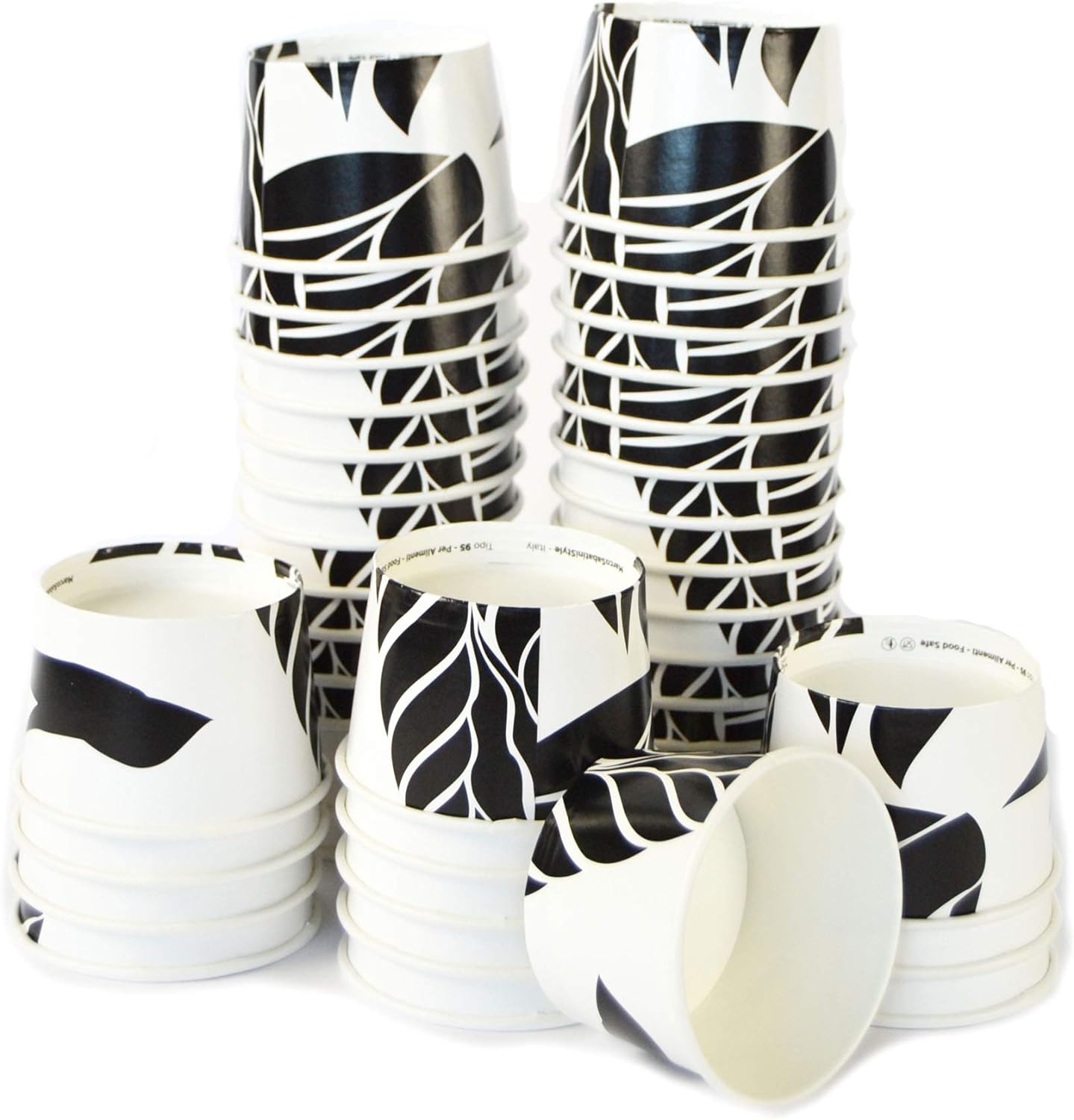 pz 126 coppette cc120 per gelato in carta fantasia bianco e nero per gelateria CELLUCUP