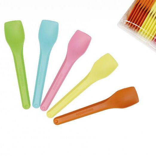 pz 500 palette colorate cm 10 palette per gelato, yogurt e semifreddi spoon cucchiai