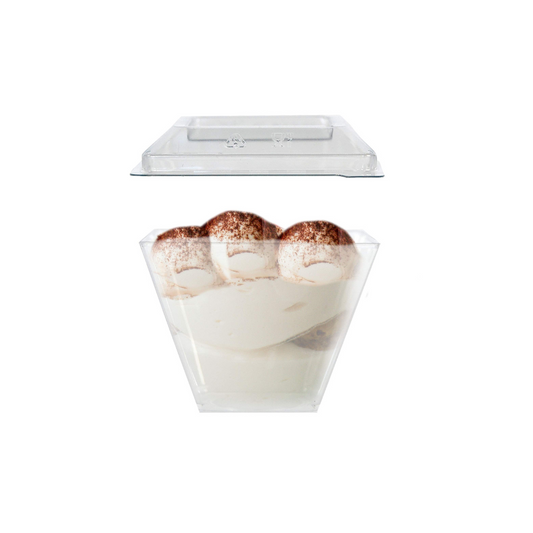 Pz 50 coppette trasparenti monoporzione cc58 per dessert, dolci, mousse + coperchio