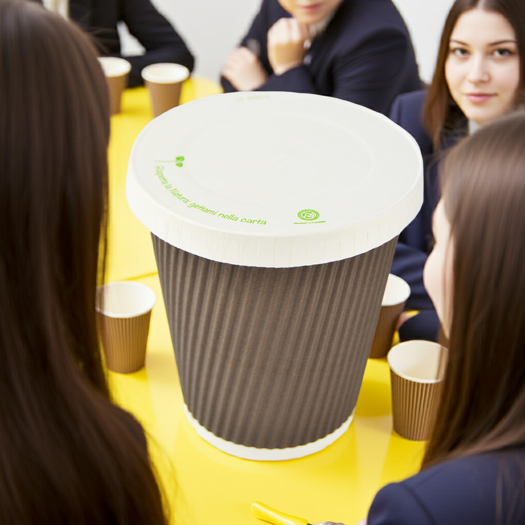 Pz 100 bicchiere 9 oz in carta marroni zigrinati 350ml per cappuccino, cioccolata calda