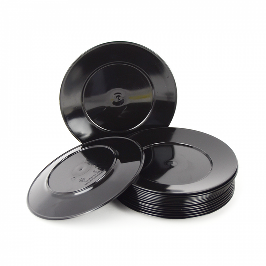 PZ 60 piattini neri riutilizzabili diametro 17 cm per aperitivo, apericena, party, feste per dessert e dolci