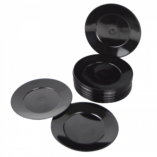 PZ 60 piattini neri riutilizzabili diametro 17 cm per aperitivo, apericena, party, feste per dessert e dolci