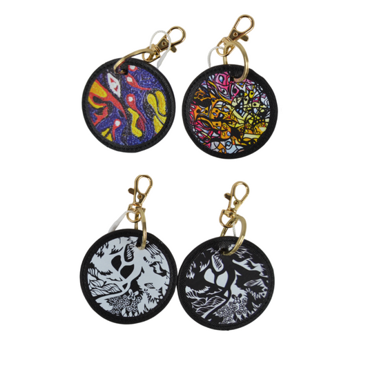 Pz 4 portachiavi con stampa artistica astratta per borse, pochette, borsellini chiavi e portafogli CELLUKEYCHAIN