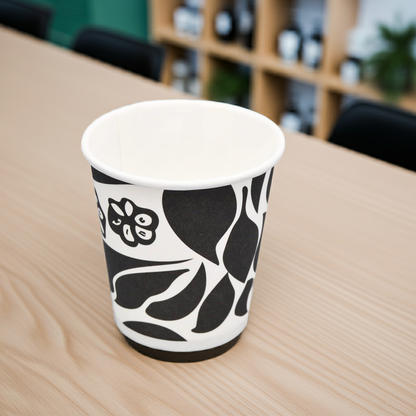 100 vasos de papel negros decorados para café cl 8 (3 oz) CELLUCUP 