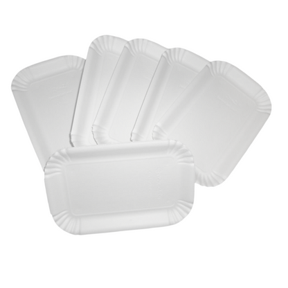 100 barquettes en carton blanc pour produits de pâtisserie à emporter tels que croissants, biscuits, viennoiseries et gâteaux