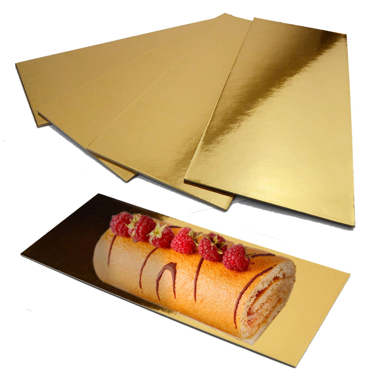 10 bandejas de cartón de color dorado para comida para llevar, como panecillos dulces, strudels y pasteles.
