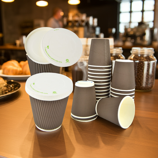 Pz 100 bicchiere 9 oz in carta marroni zigrinati 350ml per cappuccino, cioccolata calda